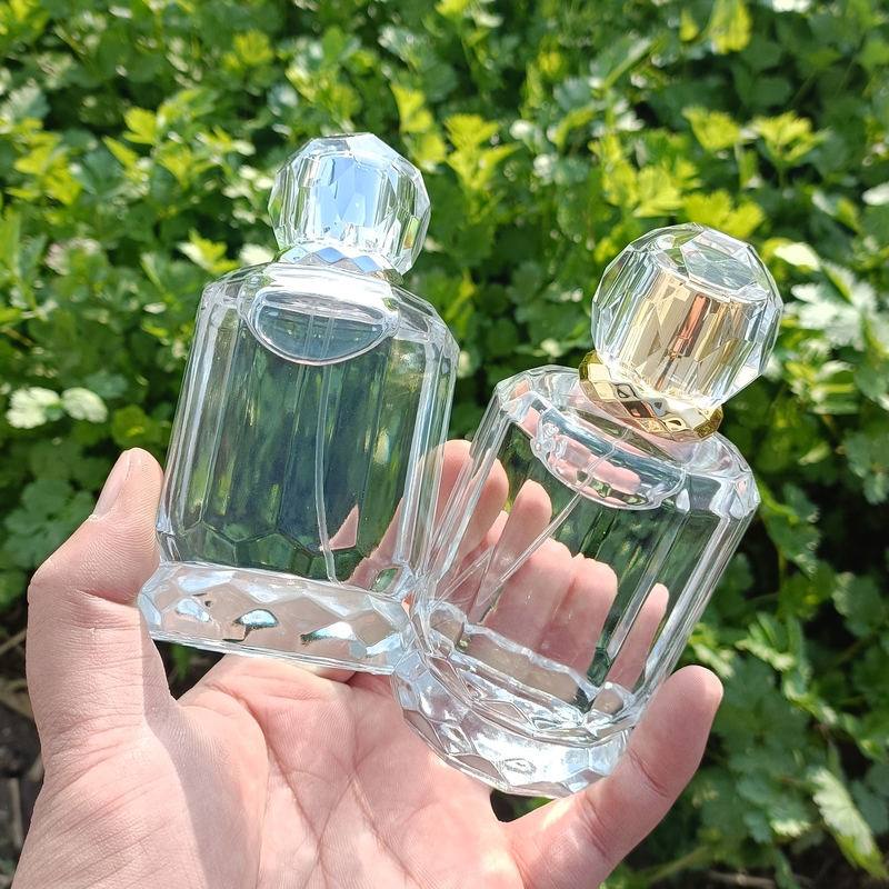 Crystal White Glass Perfume Bottle 100ml Vertical Stripe Cylindrical Bayonet